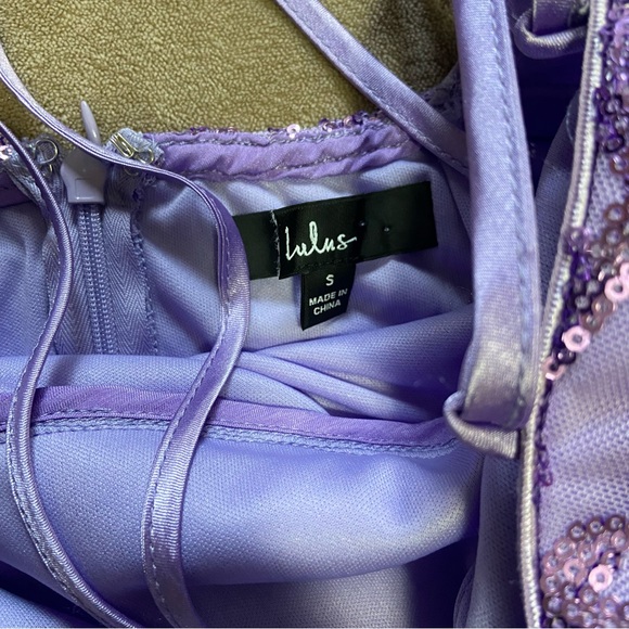 NWOT Lulus Limitless Glamour Lavender Sequin Lace-Up Maxi Dress - Picture 8 of 10